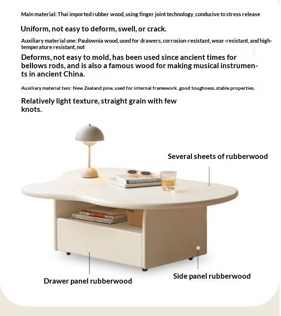 Solid RubberWood Cloud Cream Style Coffee Table