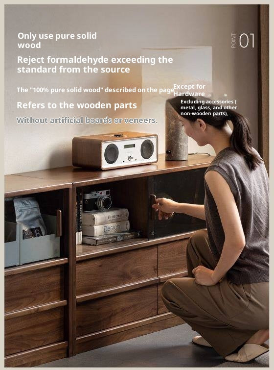 Black Walnut Solid Wood Italian Light Luxury TV Cabinet