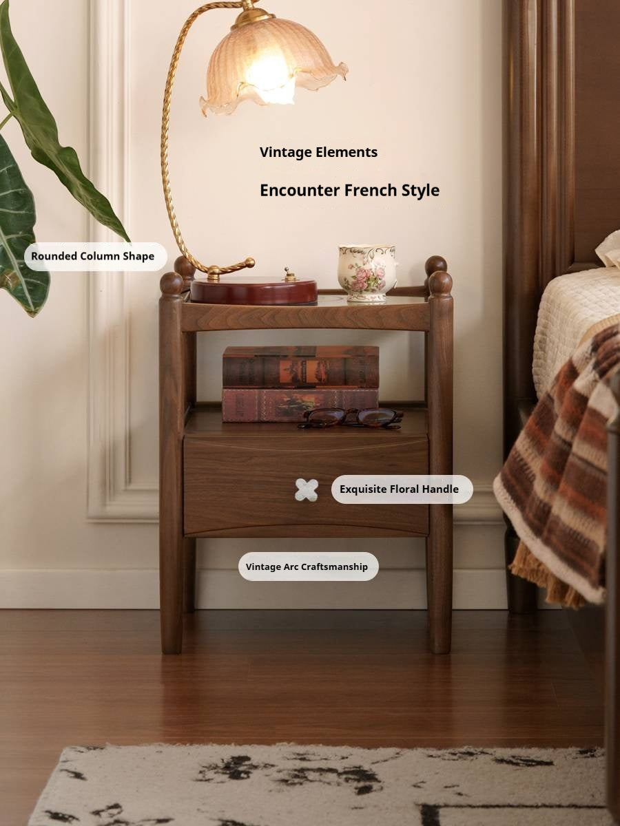 Black Walnut Solid Wood Italian Light Luxury Nightstand