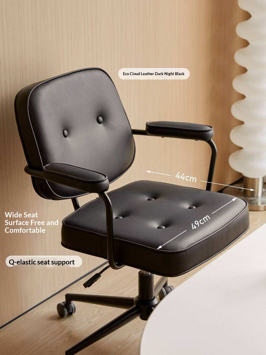 Leather Swivel Office Chair with Armrests