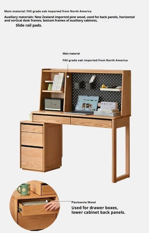 Oak Solid Wood Modern Computer Retractable Table