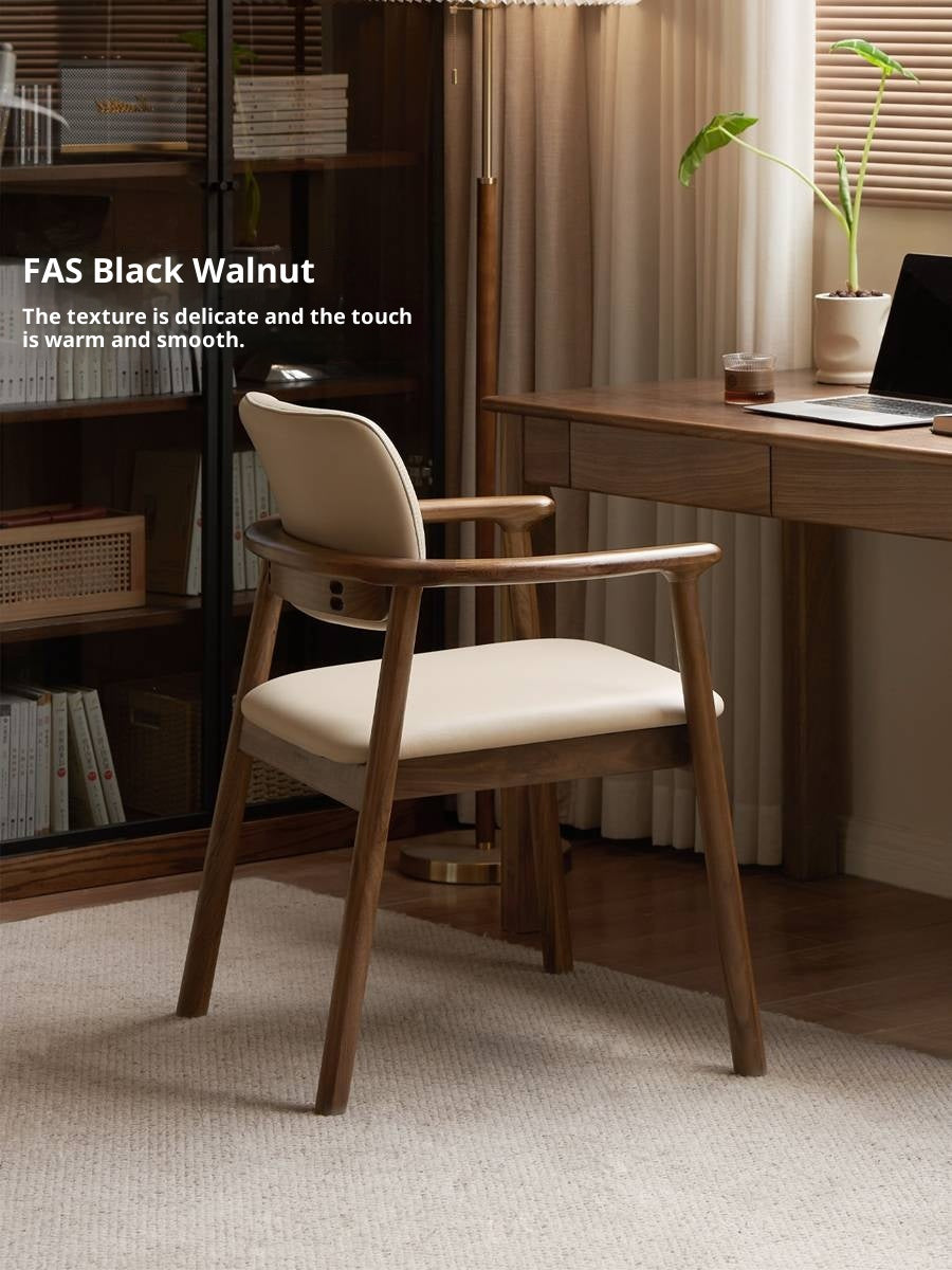 Black Walnut Solid Wood Dining Chair with Backrest