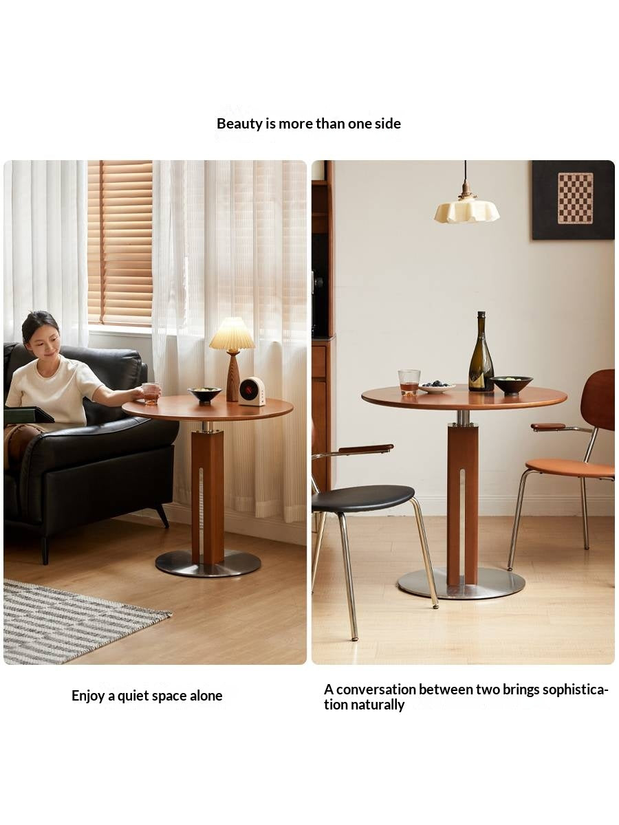 Poplar Solid Wood Vintage Round Bauhaus Style Dining Table