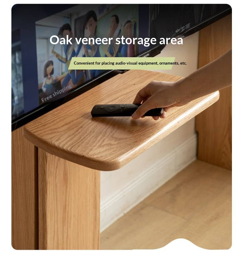 Oak Solid Wood TV Stand, Mobile Floor to Floor TV Cabinet.