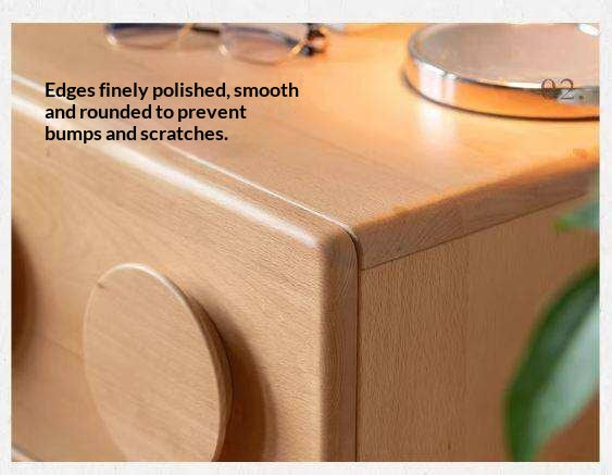 Beech Solid Wood Log Style Nightstand