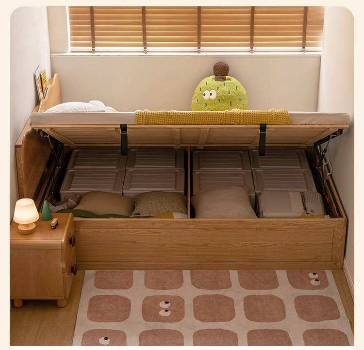Oak Solid Wood Kids Side-Lift Storage Bed