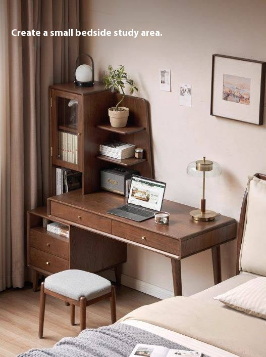 Oak Solid Wood Retractable Computer Desk