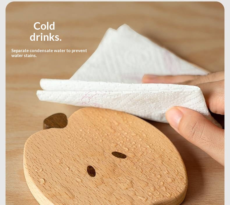 Black Walnut, Beech Solid Wood Creative Apple Shaped Coaster