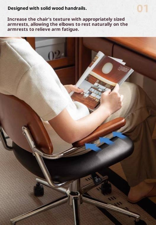 Beech Solid Wood Adjustable Office Chair, Bauhaus Style