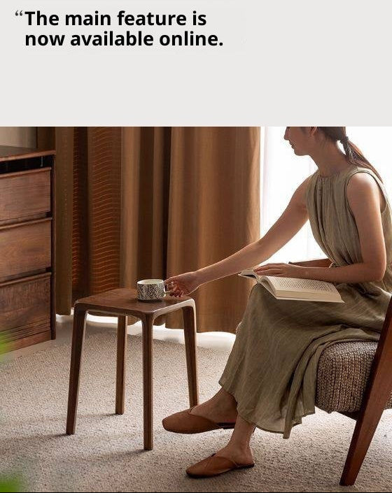 Black Walnut, Ash Solid Wood Square Stackable Stool