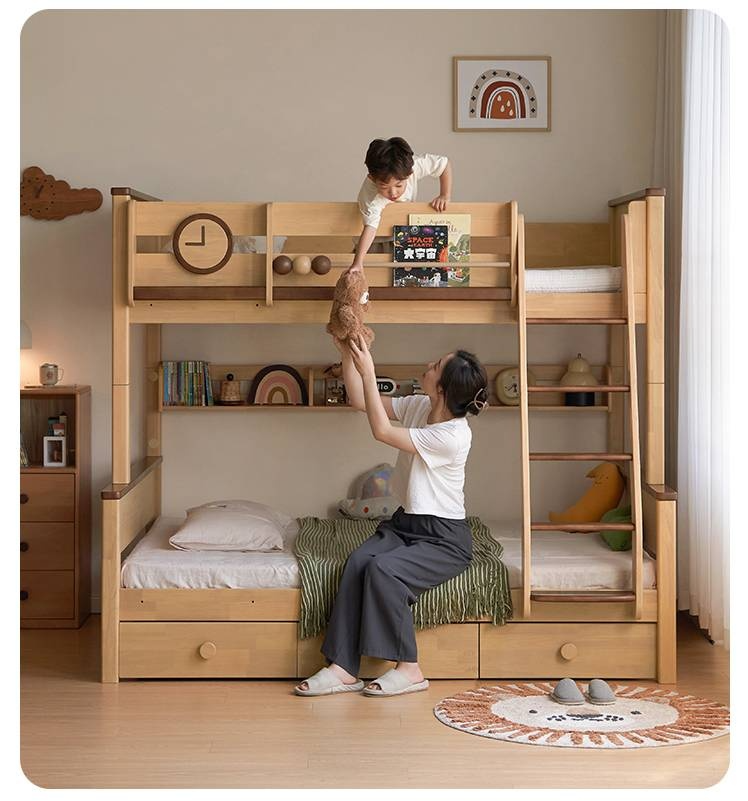 Rubberwood Solid Wood Children's Bunk Bed