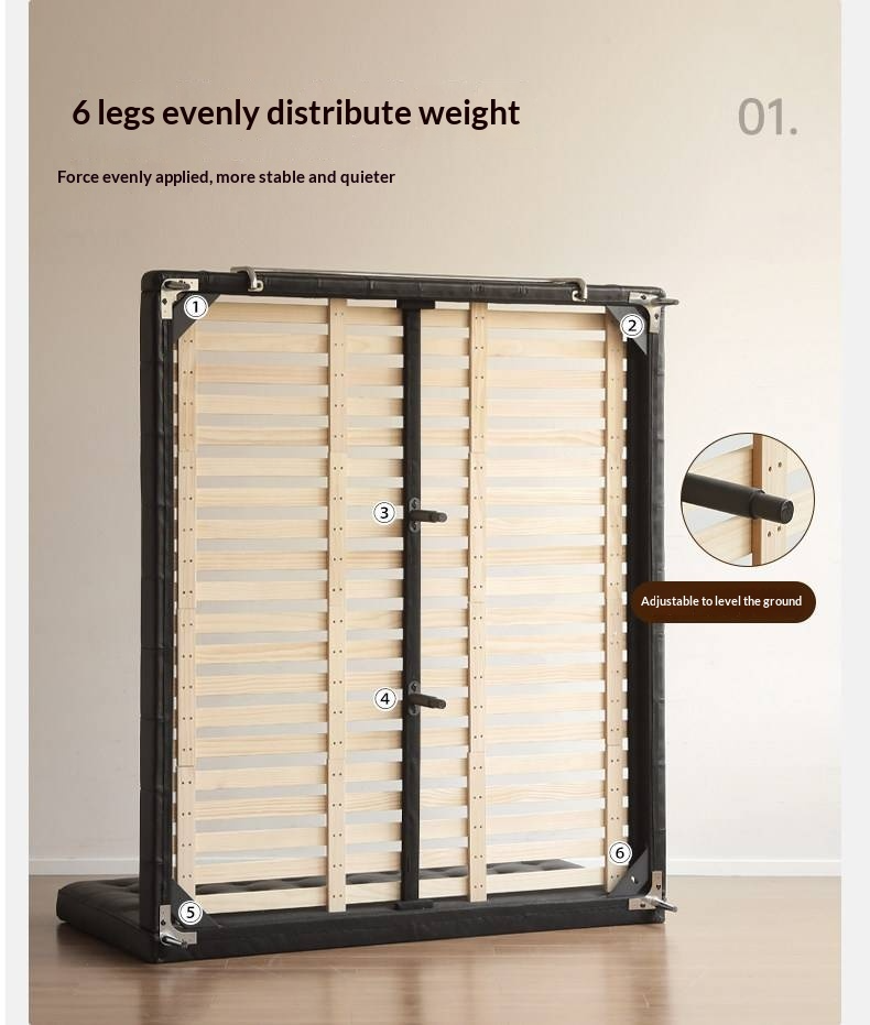 Genuine Leather Bed — Italian Light Luxury, Bauhaus Edge Design, Black Finish