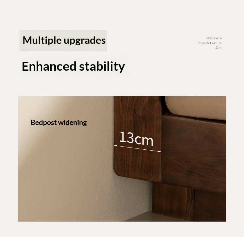 Black Walnut Solid Wood Bed — Italian Light Luxury Suspended Bed