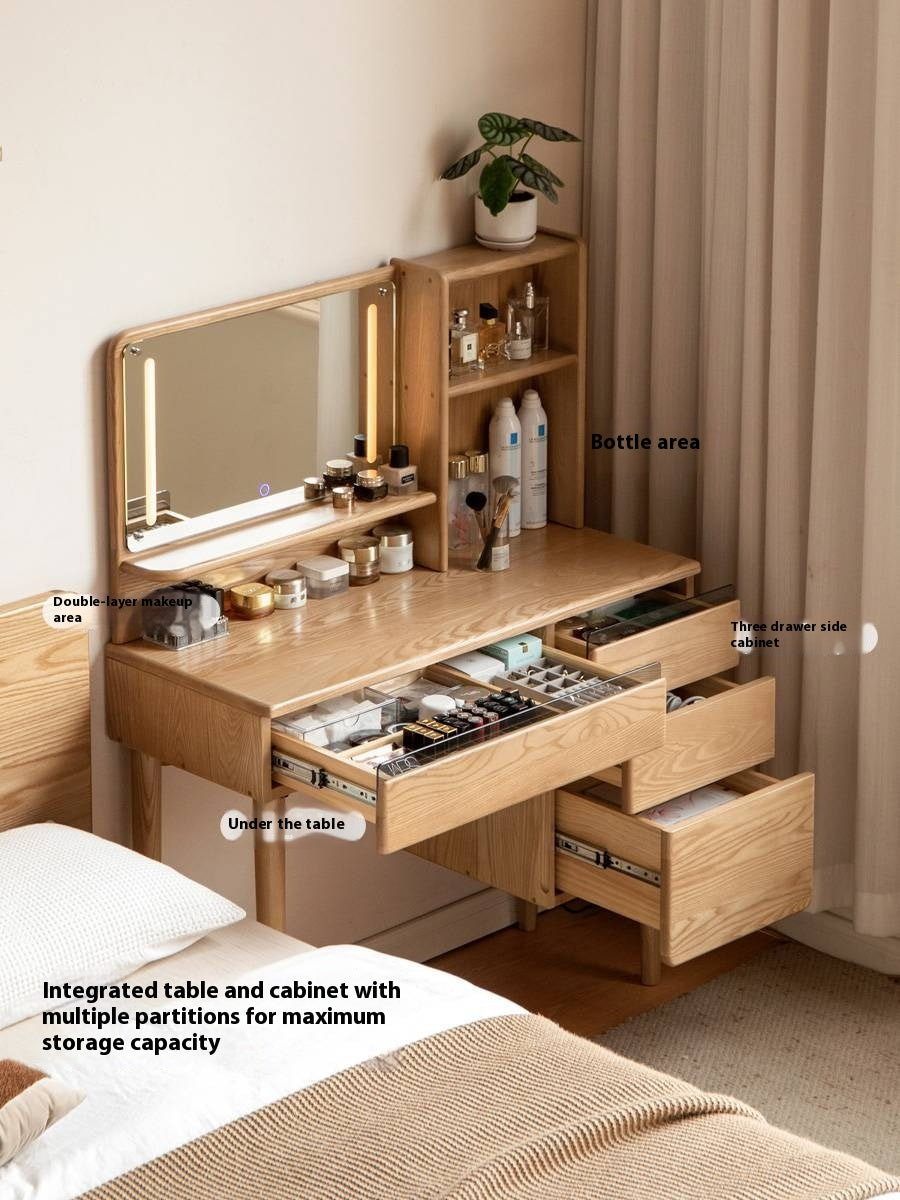 Ash, Oak Solid Wood Multifunctional Modern Vanity Table.