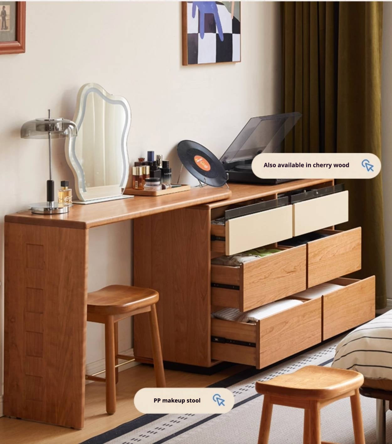 Tulipwood Solid Wood Bauhaus Style Vanity Table.