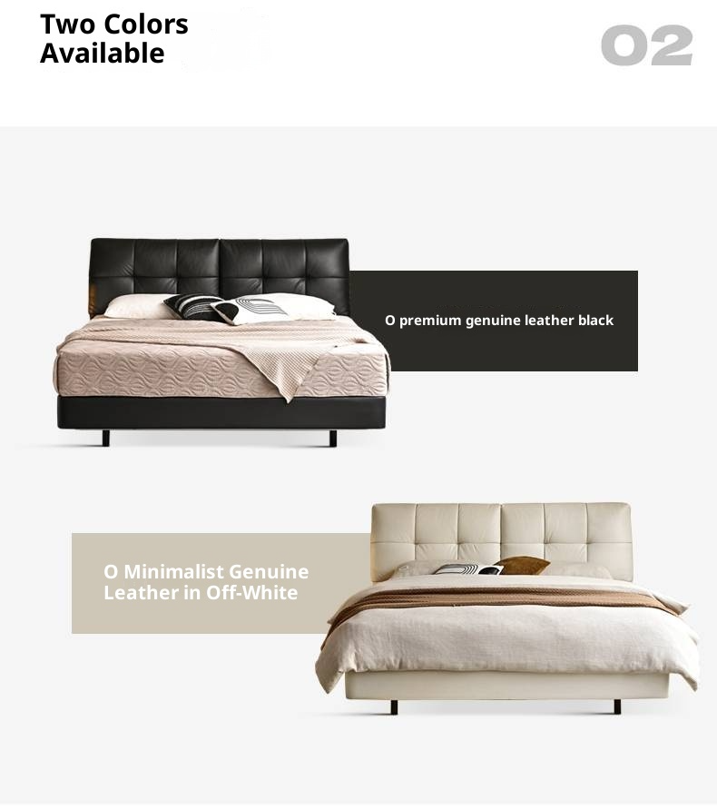 Genuine Leather Top Layer Cowhide Soft Suspension Bed with Lighting