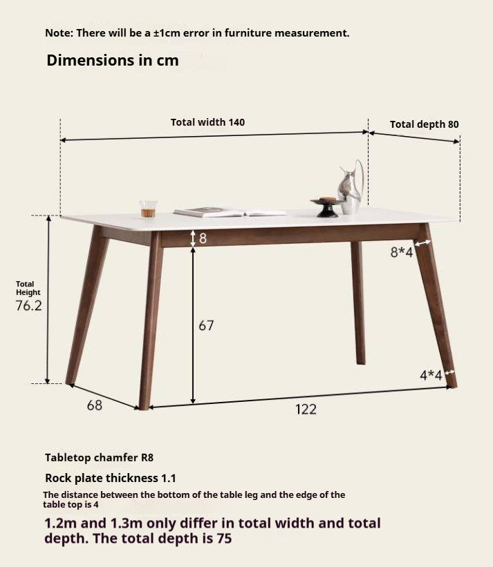 Black Walnut Solid Wood Modern Rock Plate Dining Table