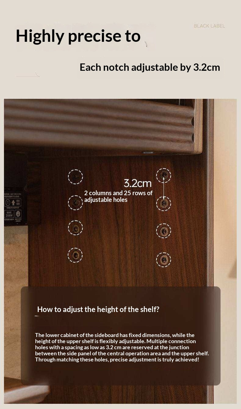 Black Walnut Solid Wood Rock Plate Wine Sideboard