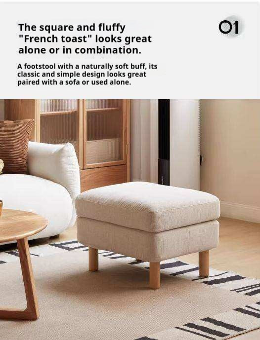 Beech Solid Wood Fabric Footstool