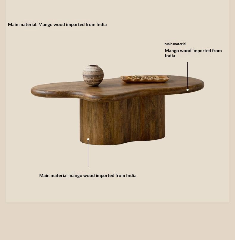 Mango Solid Wood Wabi Sabi Coffee Table with Irregular Cloud Design