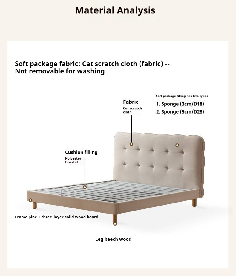 Fabric Cat Scratch Soft Backrest Bed