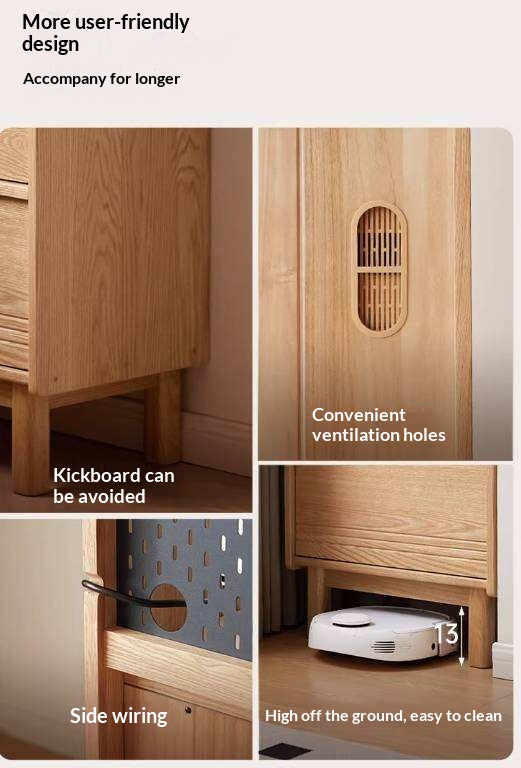 Oak Solid Wood Corner Sideboard with Simple Storage Cabinet