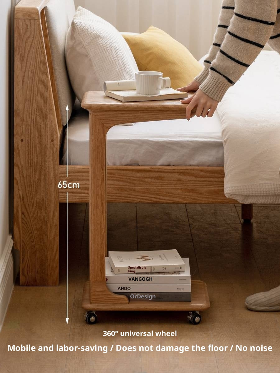 Oak Solid Wood Modern Minimalist Movable Nightstand
