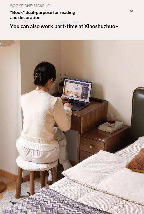 Black Walnut Solid Wood Vanity Table Cabinet Integrated.