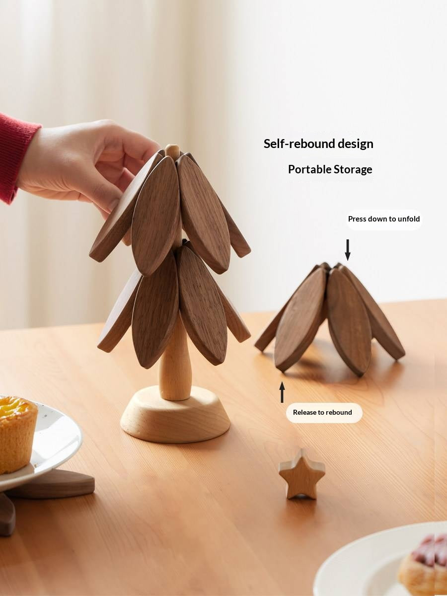 Black Walnut, Beech, Ebony Solid Wood Anti-Scalding Kitchen Mat with Heat Insulation