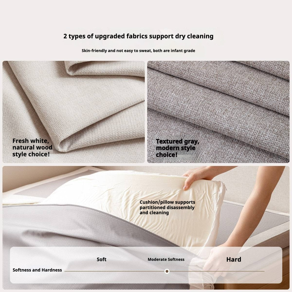 Beech Solid Wood Minimalist Pull-Out Sofa Bed