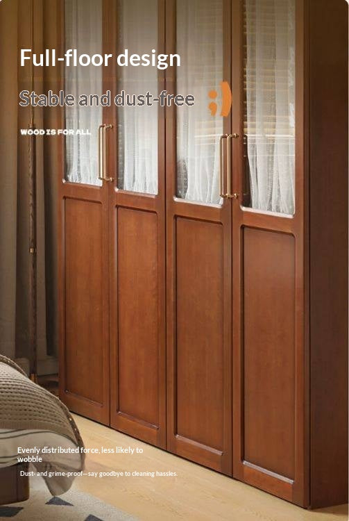 Poplar Solid Wood Modern Retro Style Double Door Wardrobet.