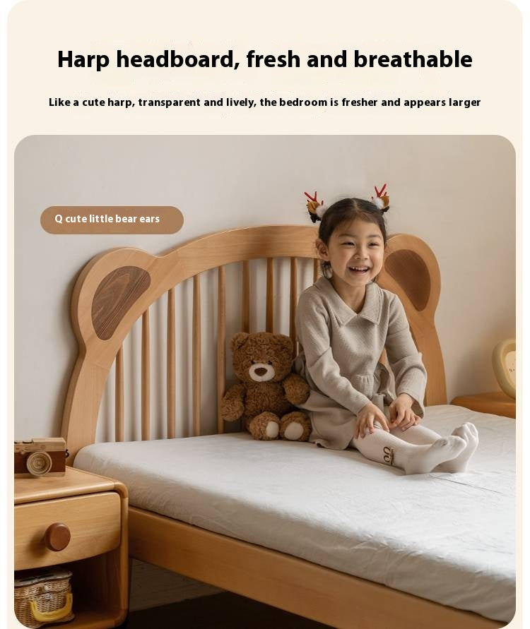 Beech Solid Wood Cartoon Bear Children's Bed