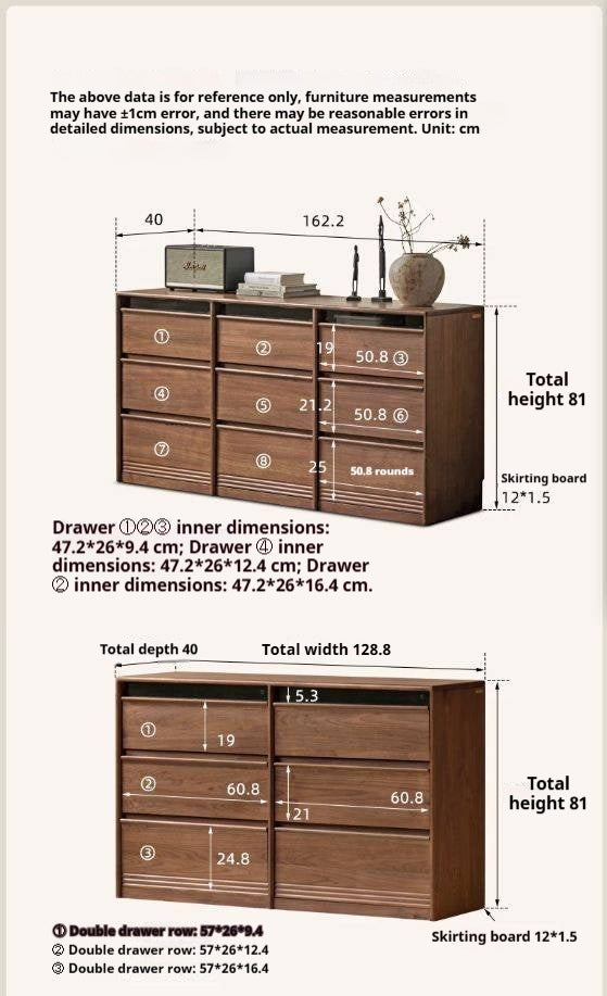 Black Walnut Solid Wood Chest Drawer