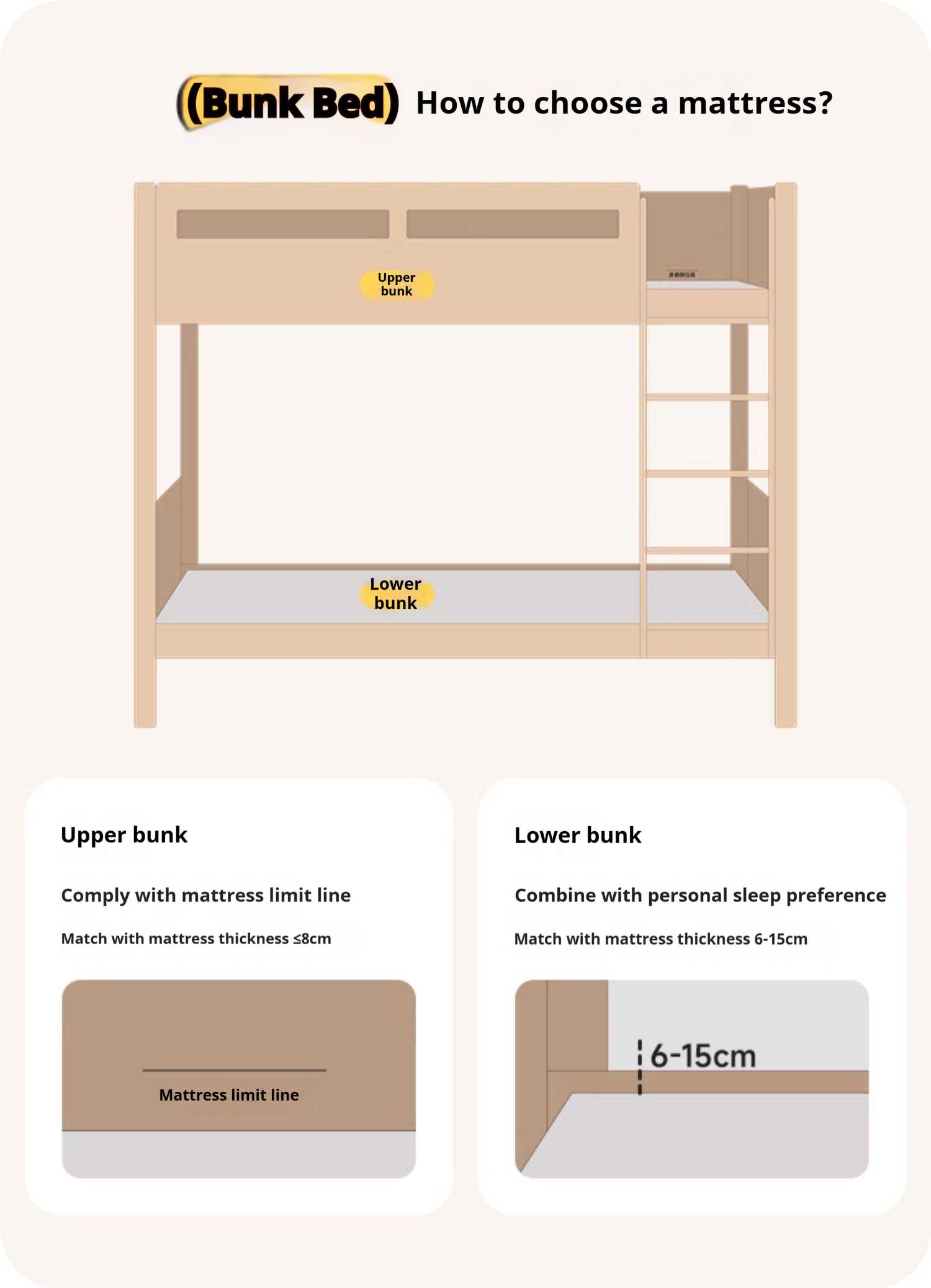 Rubberwood Solid Wood Children's Multifunctional Bunk Bed