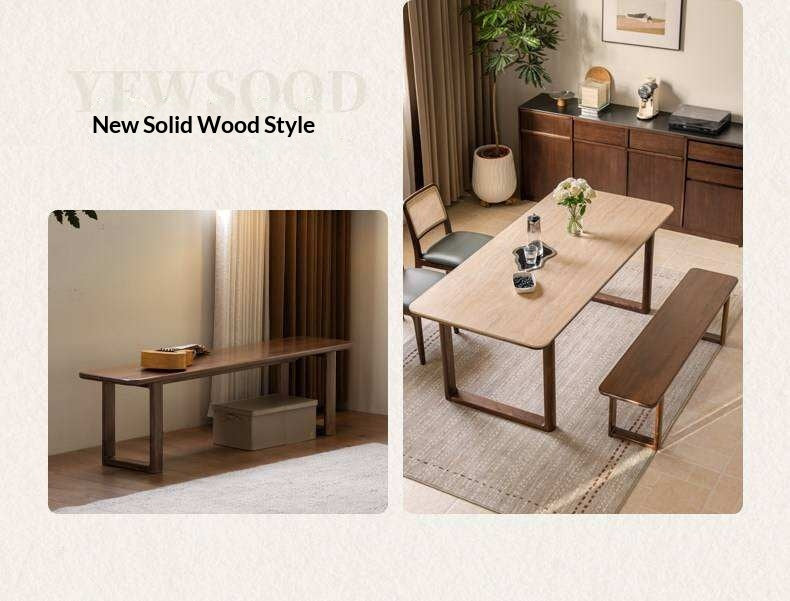 Black Walnut, White Ash Solid Wood Leisure Long Bench