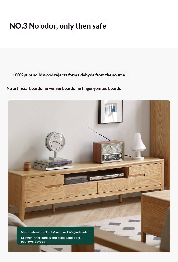 Oak, Solid Rubberwood Modern TV Stand