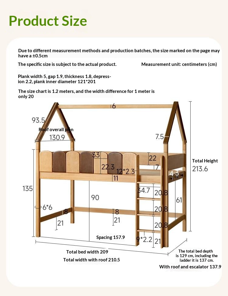 Beech Solid Wood Children's Treehouse Bed Multifunctional Loft Bed