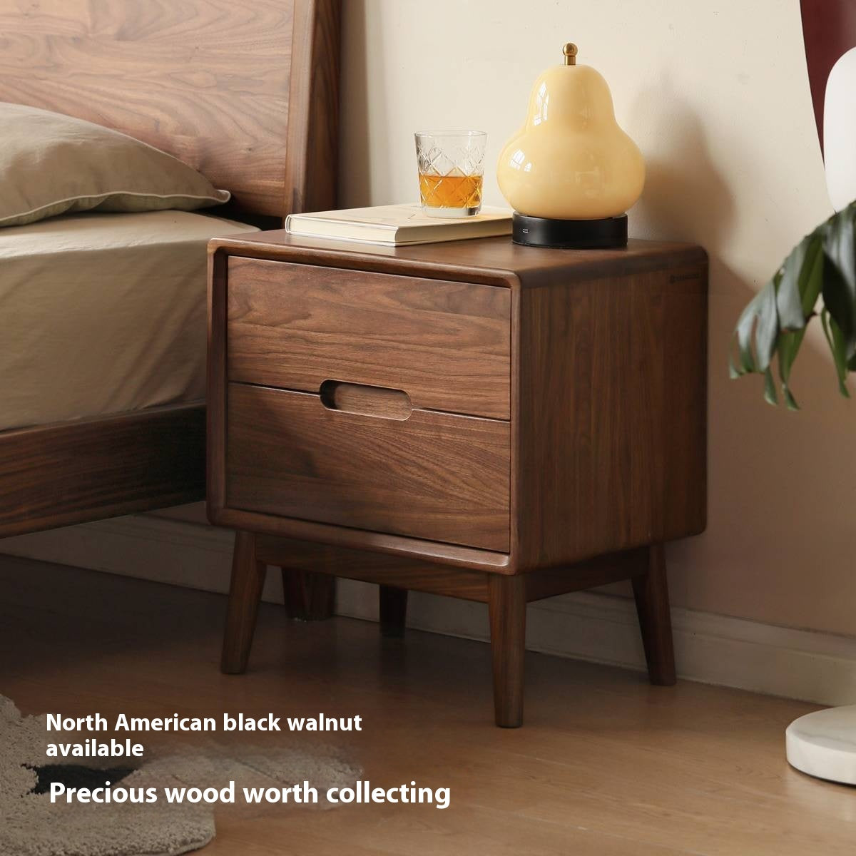 Sandalwood Solid Wood Modern Style Nightstand