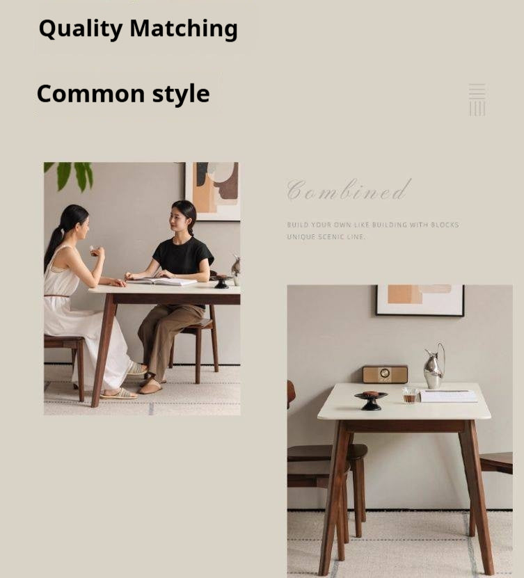 Black Walnut Solid Wood Modern Rock Plate Dining Table