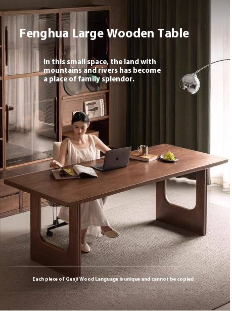 Black Walnut, Sandalwood Solid Wood Wabi Sabi Style Large Board Dining Table