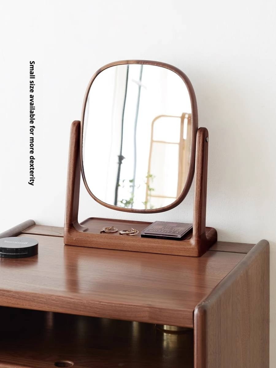 Black walnut solid wood makeup mirror storage box degree rotation