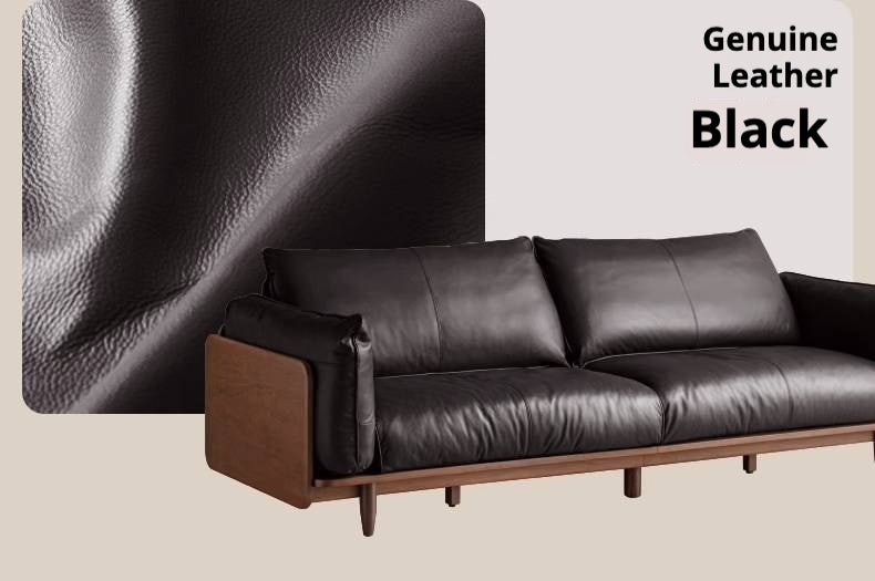 Black Walnut Solid Wood,Solid Sandalwood Genuine leather, fabric Sofa