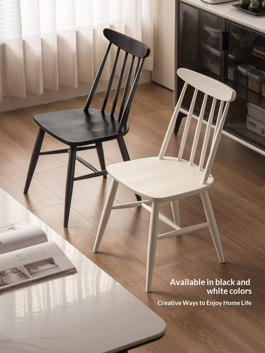 4 pcs -Solid RubberWood Windsor Dining Chair, Modern Spindle Back Chair, Scandinavian Farmhouse Style Kitchen