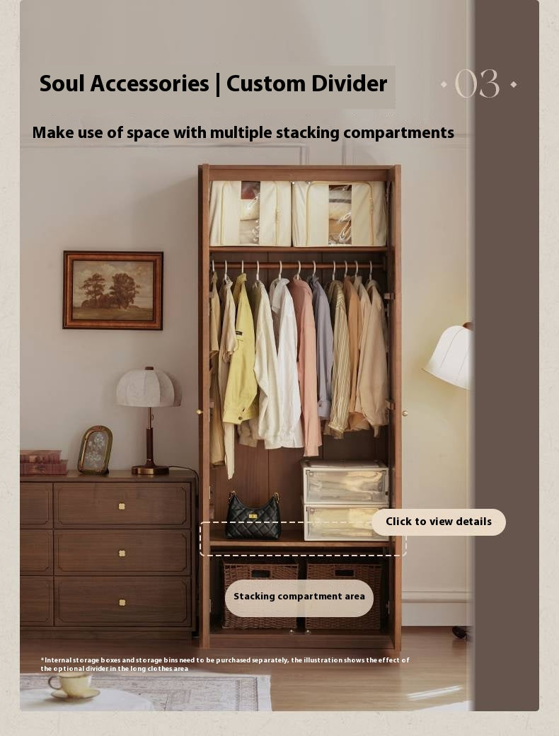 Solid Sandalwood French Retro Style Wardrobe