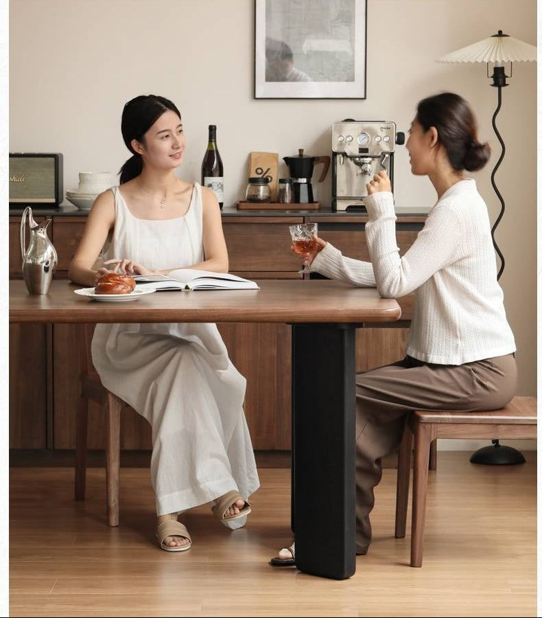 Oak Solid Wood Modern Cave Stone Rock Plate Dining Table