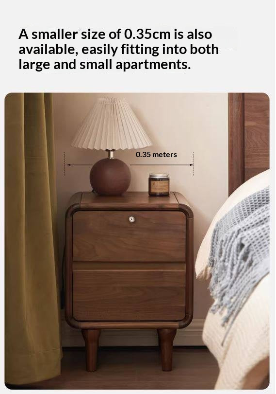 Black Walnut Solid Wood, Sandalwood Lockable Nightstand