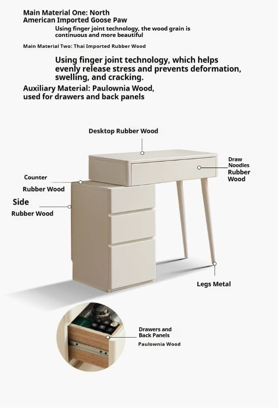 Poplar Solid Wood Telescopic Dressing Table