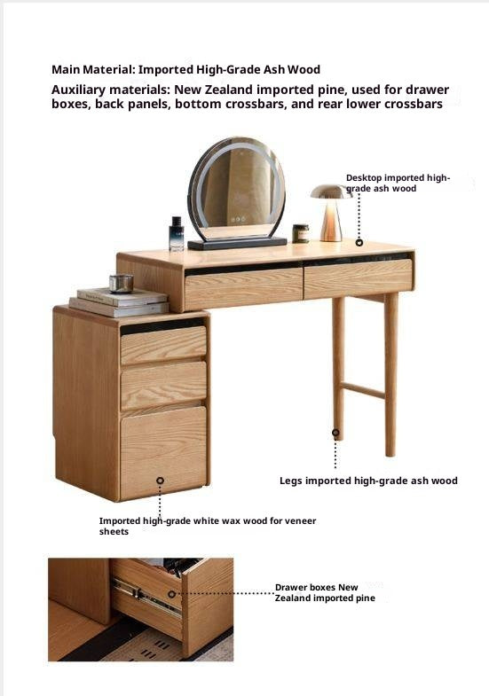 Ash Solid Wood Modern Retractable Dressing Table