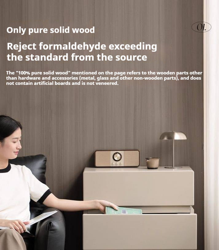 Black Walnut, Poplar Solid Wood Italian Light Luxury Side Cabinet.