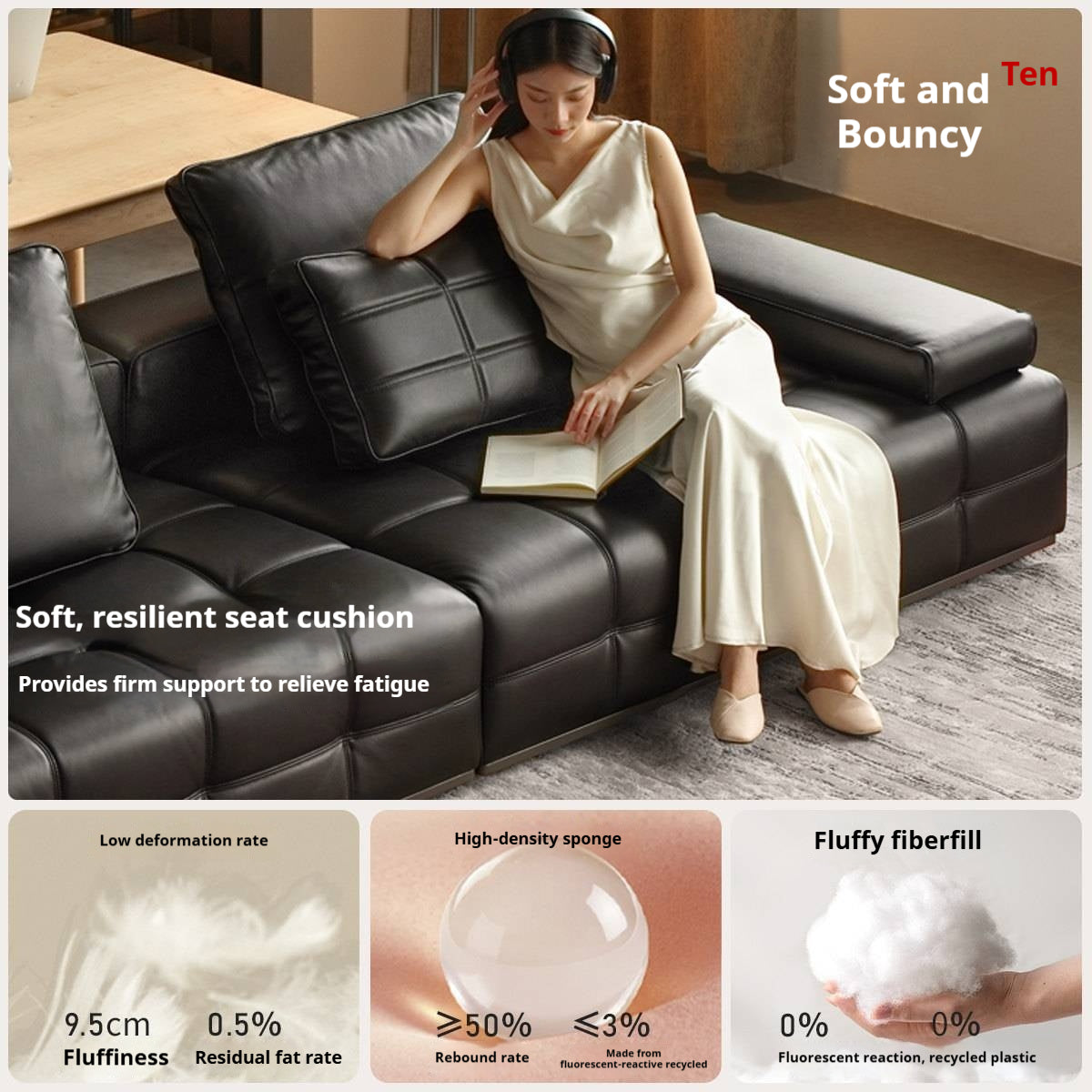 Genuine Leather Lawrence Italian Modern Sofa
